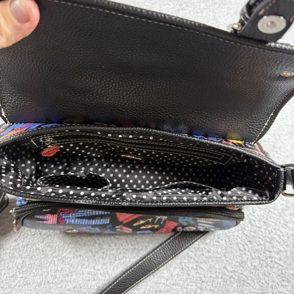 ⁠Vtg 2003 Sydney Love Fashion Print Crossbody Shoulder Bag Purse Y2K Novelty